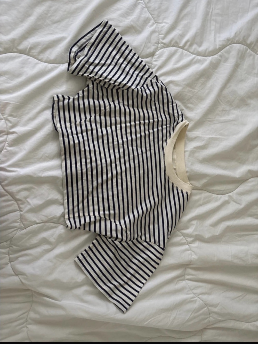 Cropped Navy and White Striped Top